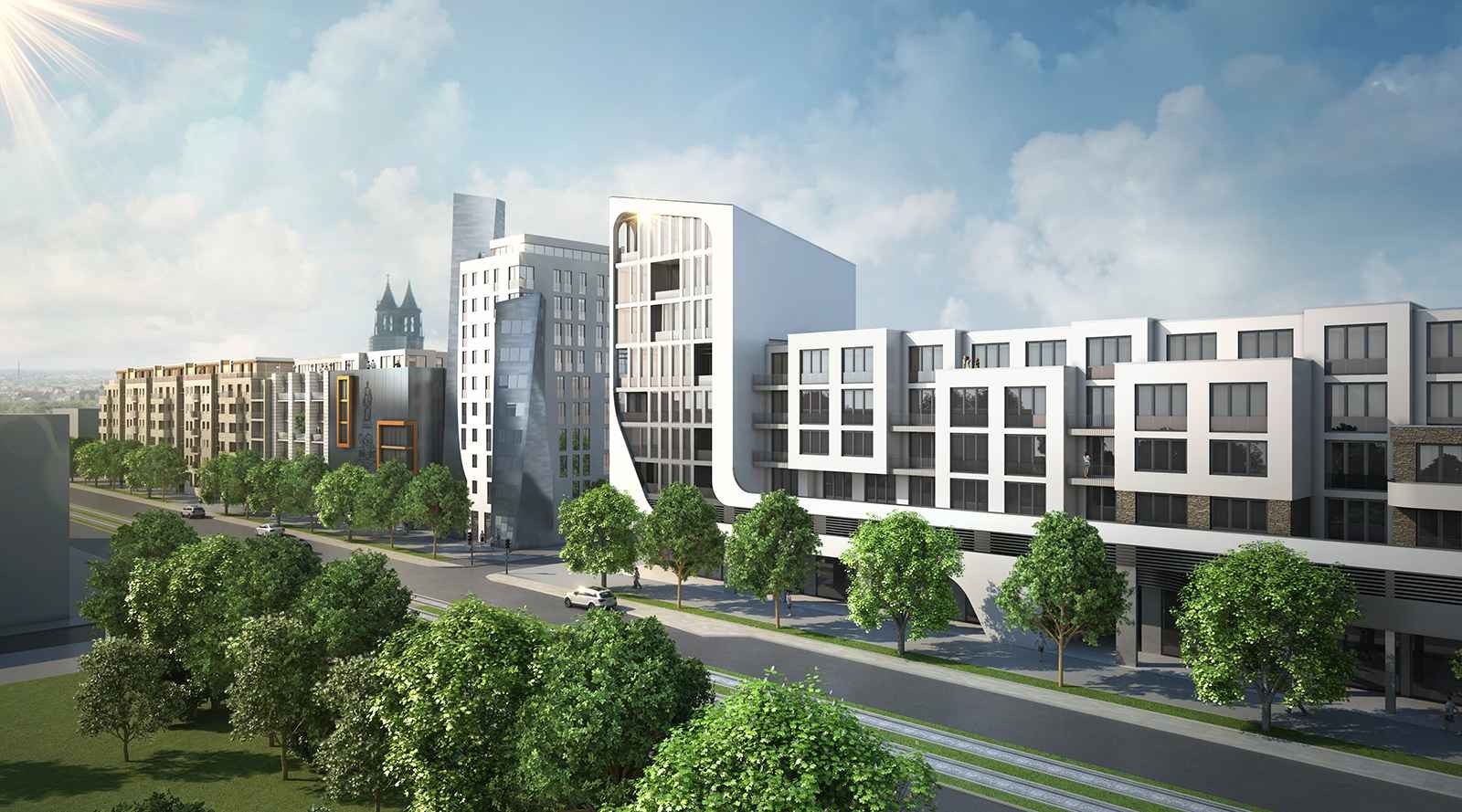 Bebauung MWG im Bereich Breiter Weg 261/262 Magdeburg - Architekturvisualisierung Aussen
