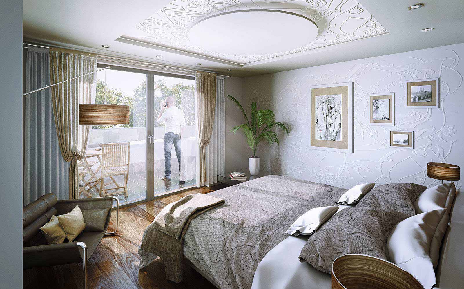 Schlafzimmer Design Variante - Architekturvisualisierung Innenraum