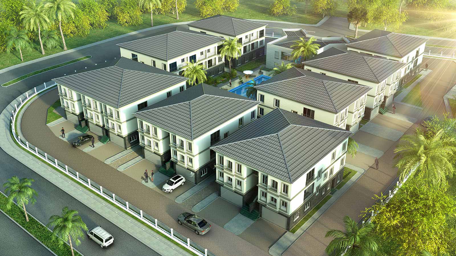 Wohnanlage in Lagos - Architekturvisualisierung Aussen